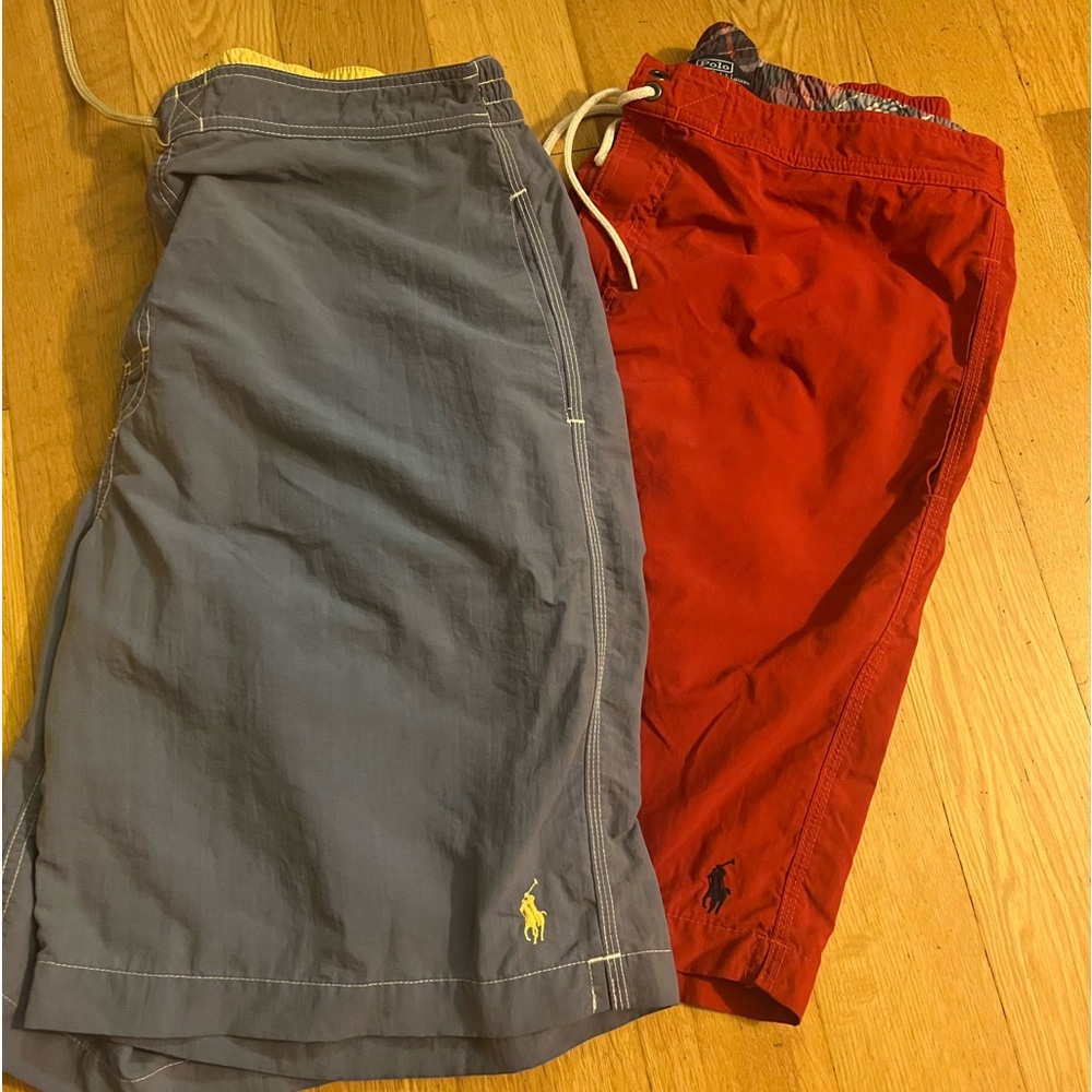Polo by Ralph Lauren Blue and Red Swim Trunks Quick-Dry